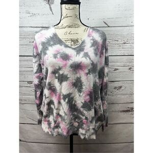 Torrid Tie‎ Dye V Neck Sweater Pink Gray White Size medium